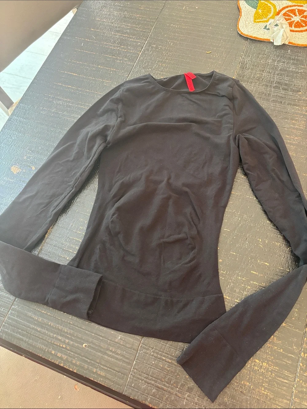 Spanx On Top & in Control Black Long Sleeve Stretch Workout Top size Small